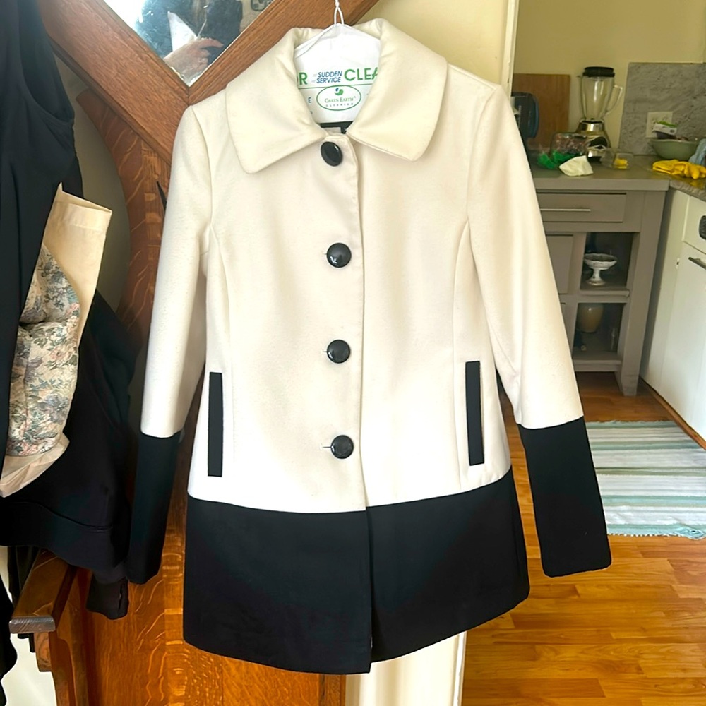 BCBG Paris XS black and white Pea Coat